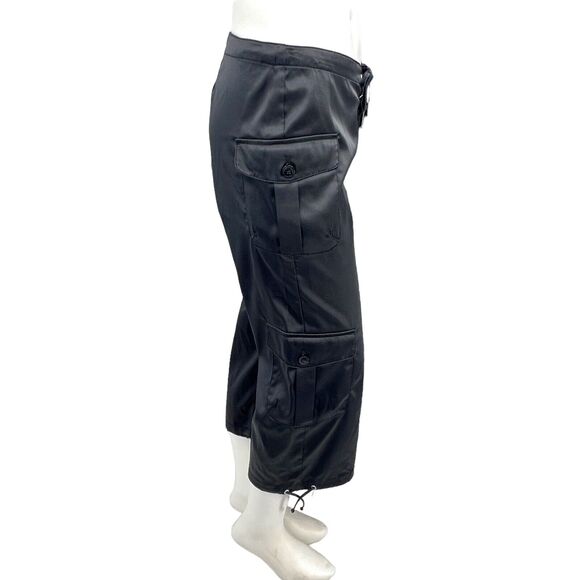 Vintage Tommy Hilfiger Y2K‎ Black Satin Lace-Up Cargo Crop Pants  Medium - Picture 5 of 8